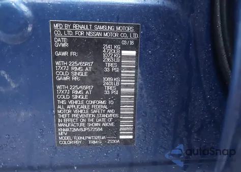 2018 Nissan Rogue S z USA, uszkodzony, nr VIN KNMAT2MV8JP572584